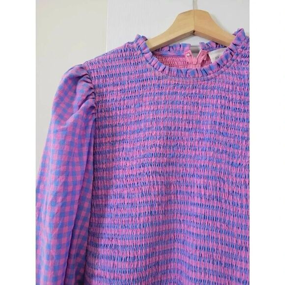 Tuckernuck Hyacinth House Textured Gingham Ruby Blouse XXL - Picture 6 of 11